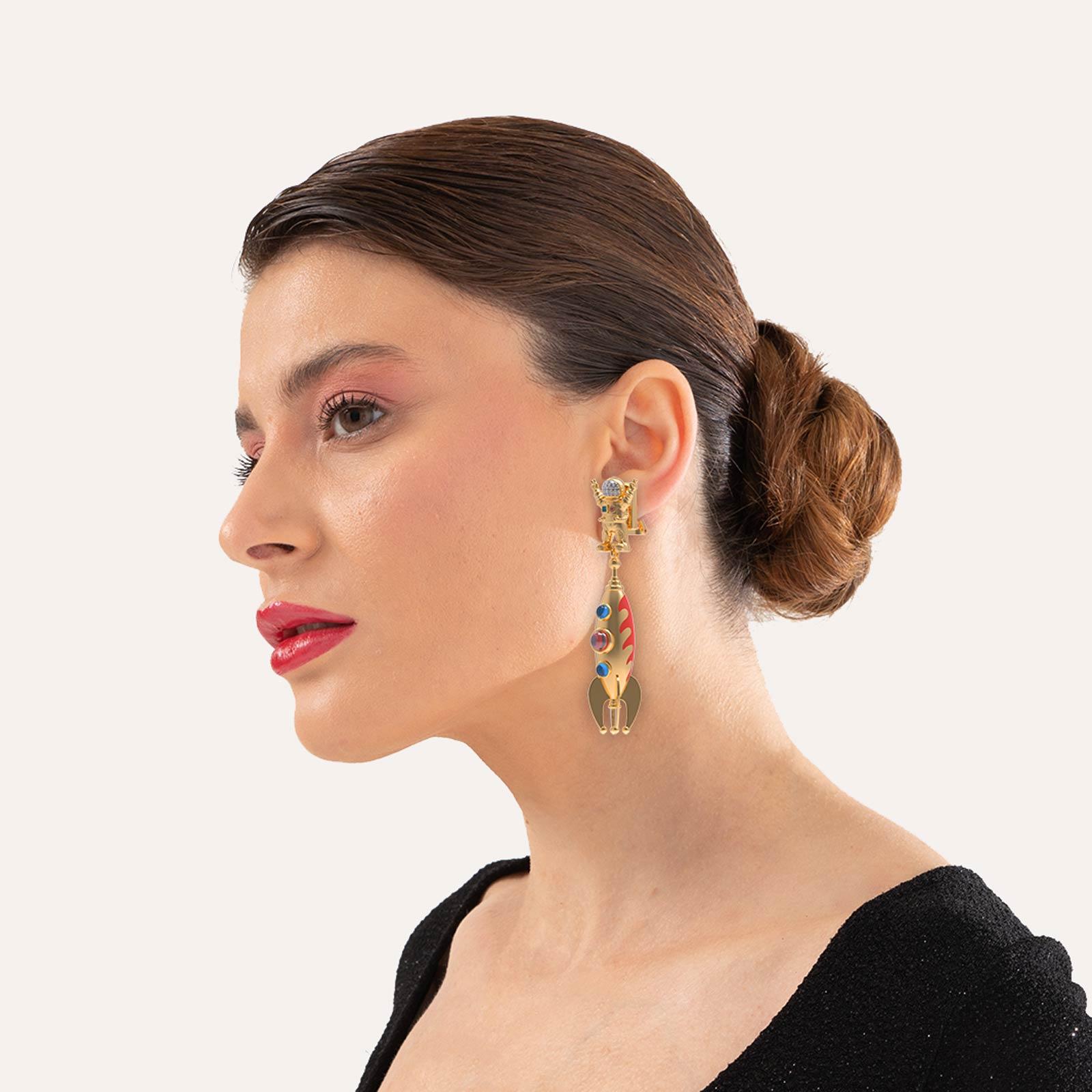 Naimah Major Tom Earrings  In New Condition In Istanbul, 34