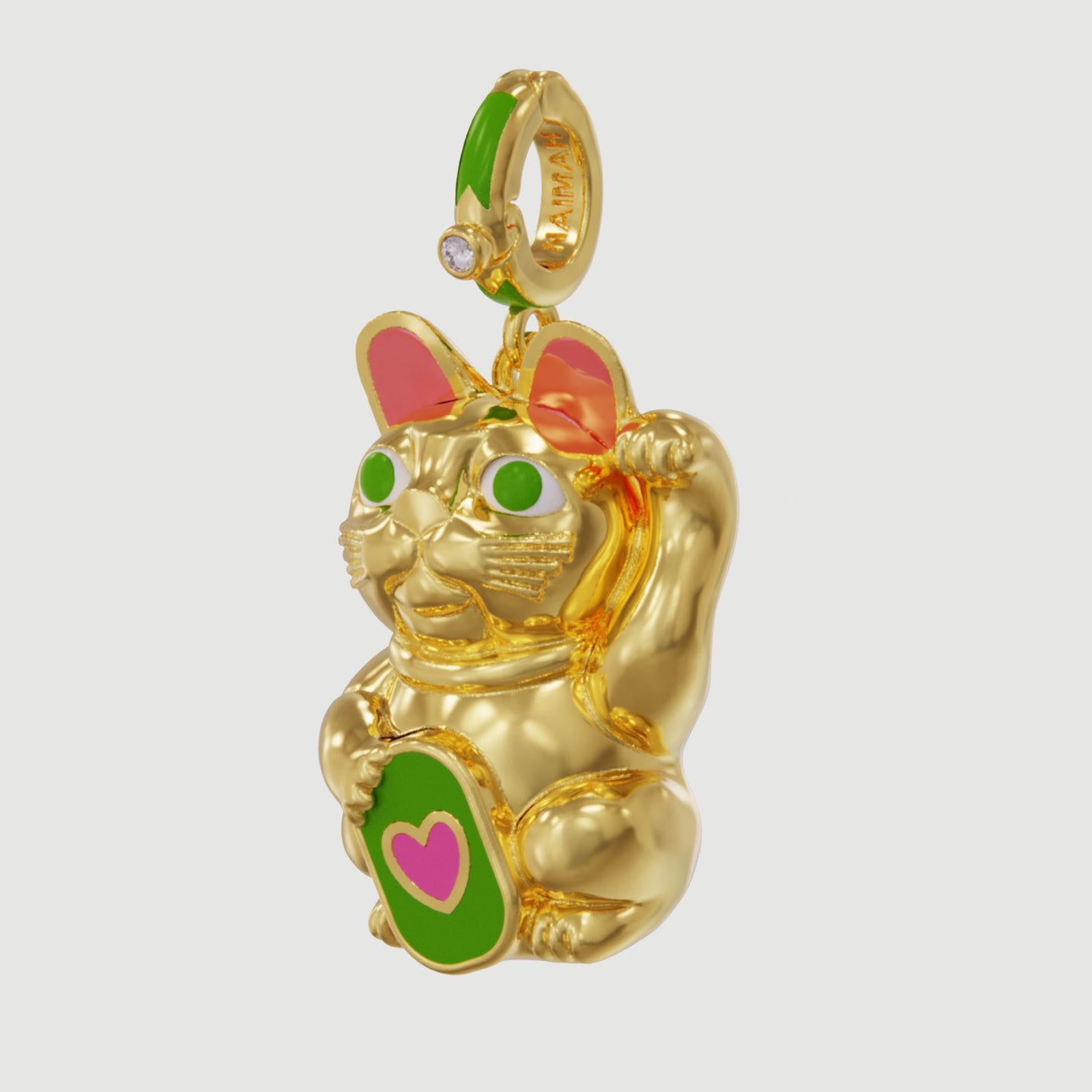 Presenting our Maneki-neko Pendant – a captivating blend of Japanese tradition and contemporary artistry. Crafted in elegant gold vermeil, this pendant pay tribute to the iconic 