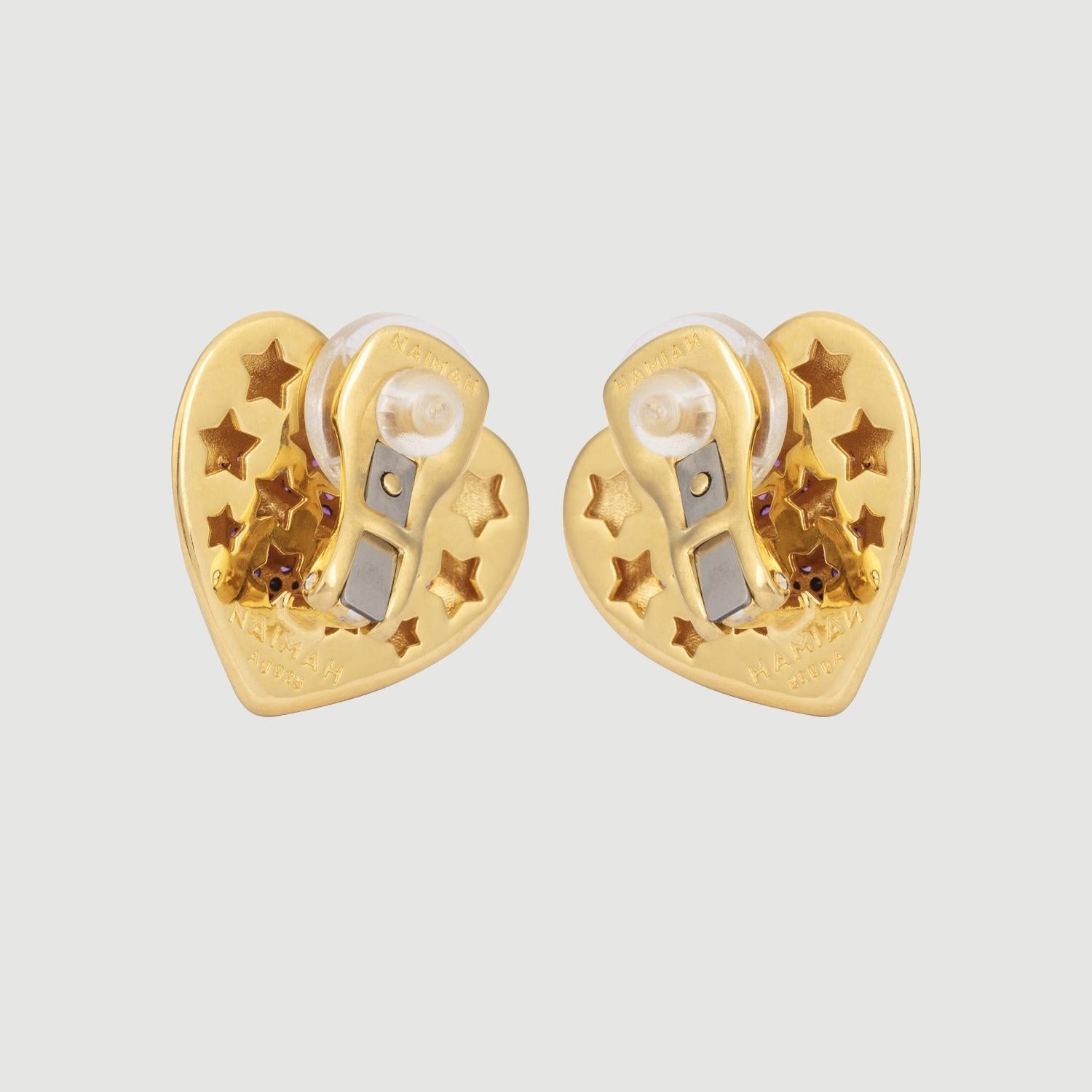 Brilliant Cut Naimah Mini Love Lips Earrings, Purple For Sale