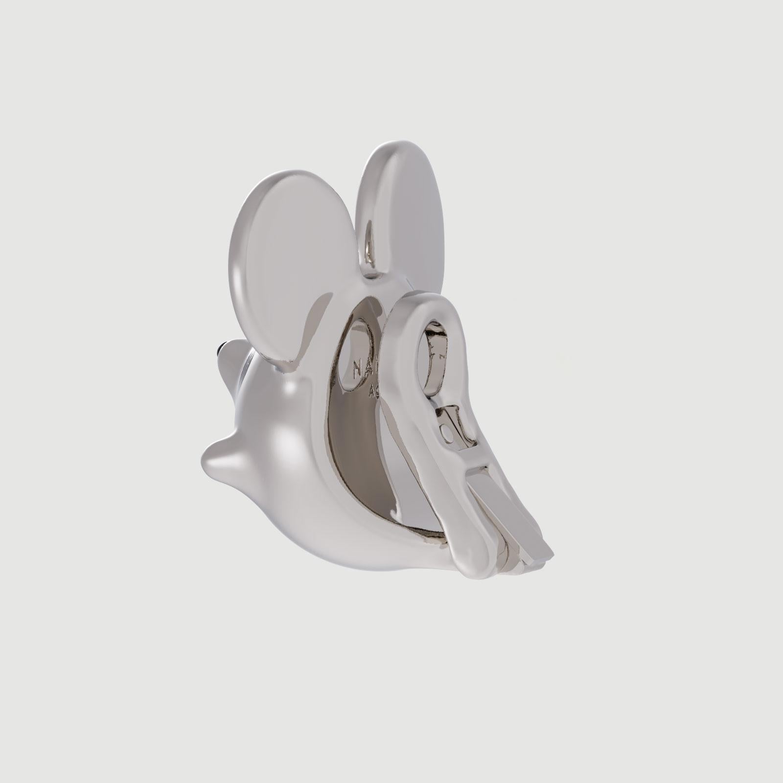 Moderno Orecchino Naimah Mouse Rodio in vendita