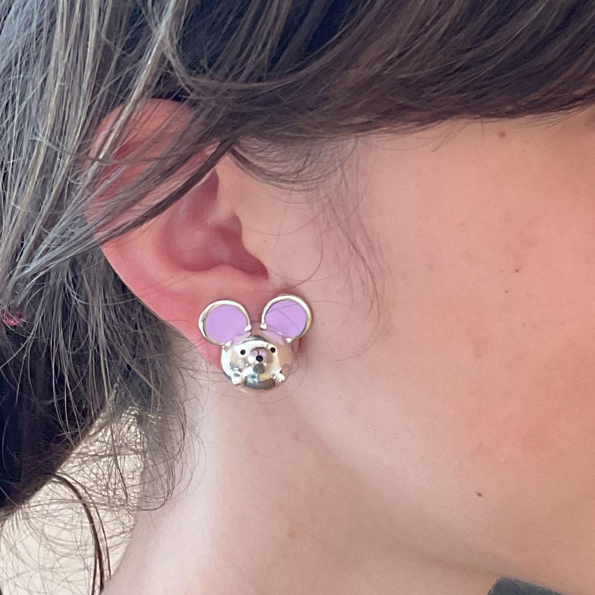 Orecchino Naimah Mouse Rodio In condizioni Nuovo in vendita a Istanbul, 34