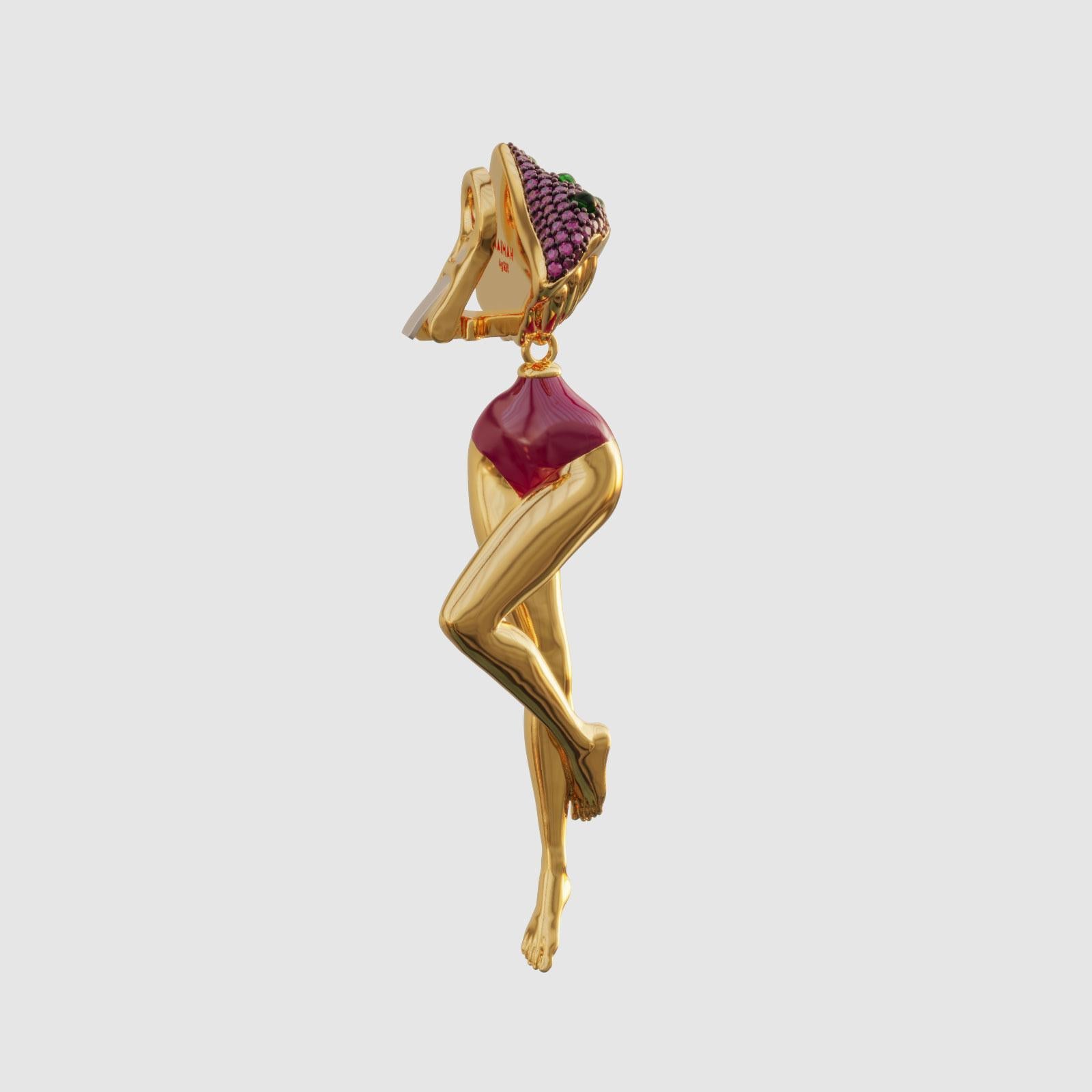 Modernist Naimah Mushroom Girl Earrings For Sale