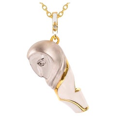 Naimah Owl Whistle Pendant Necklace, White Enamel