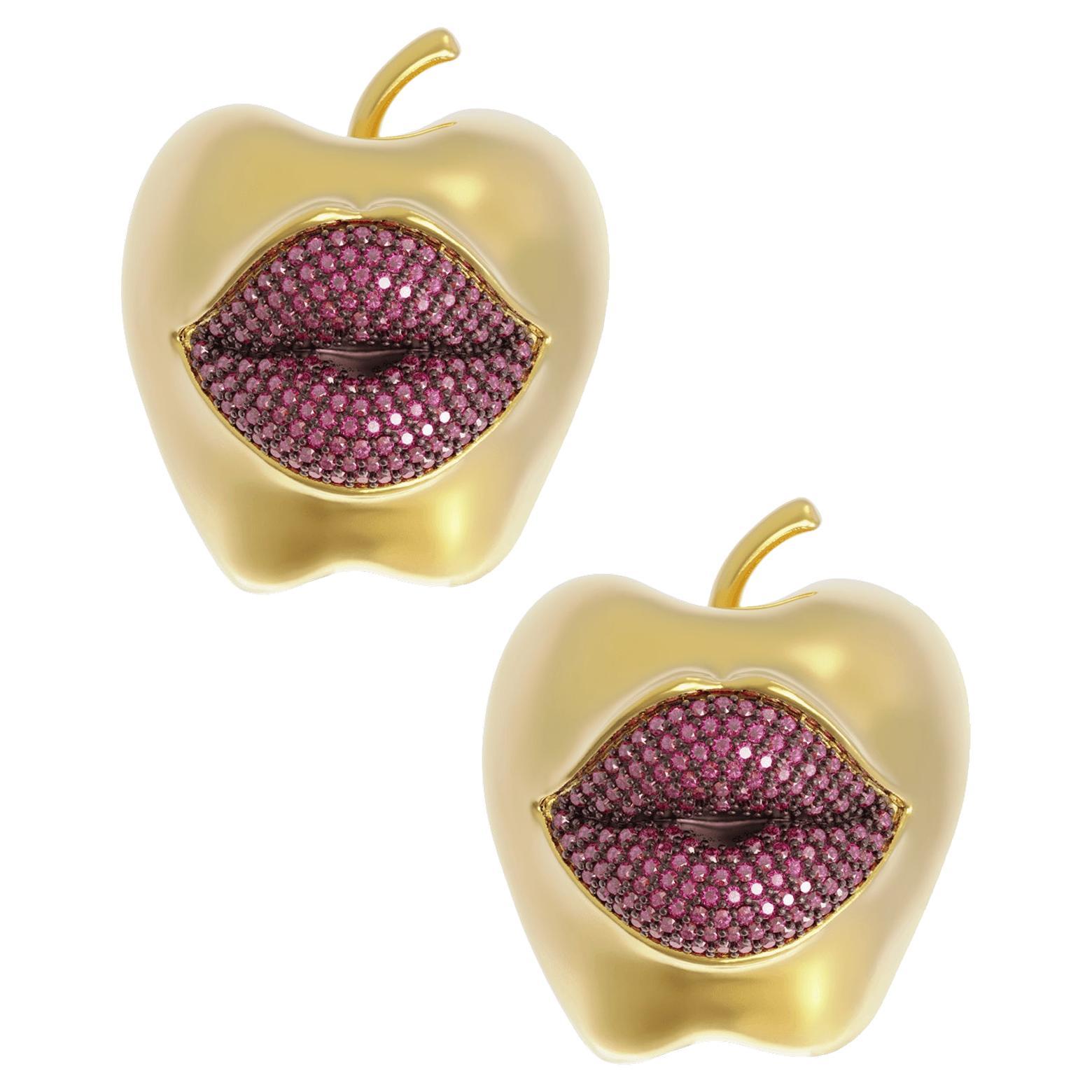 Orecchini Naimah Pomme Bouche Labbra di Mela in vendita