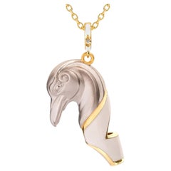 Naimah, Raven Whistle Pendant Necklace, White Enamel
