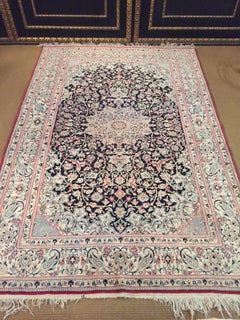 Nain Carpet Cork Wool with Silk Very Fine Knotted