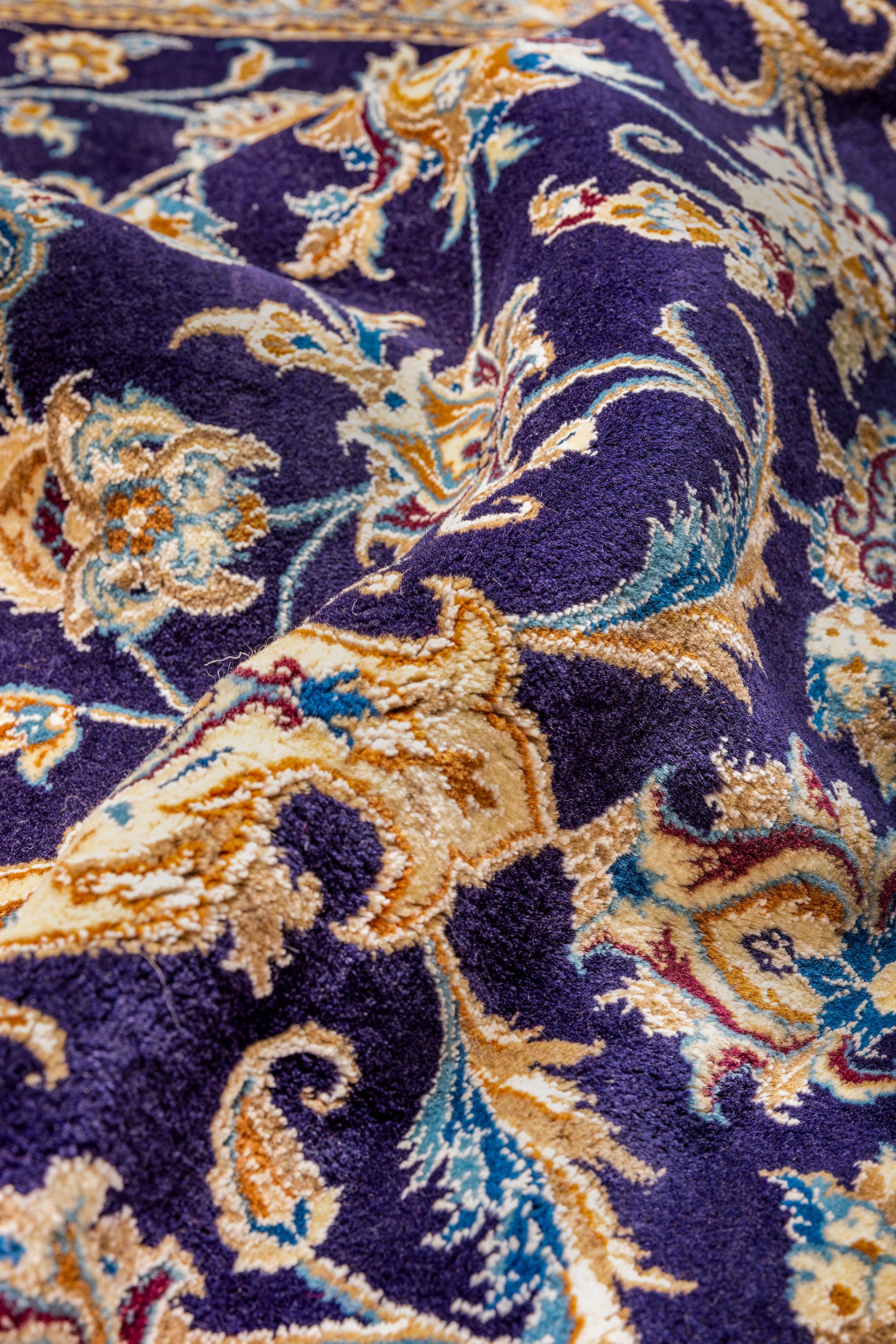 Nain, Persian Area Rug Floral Navy - 9' 6