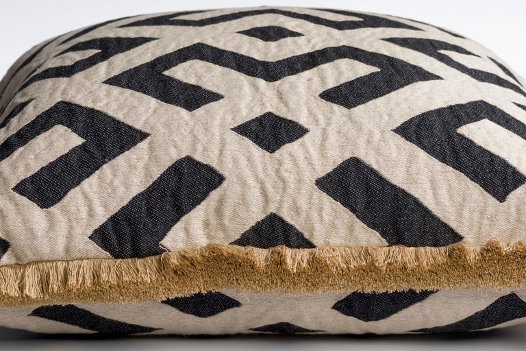 Nairobi Sable African Ethnic Inspired Geometric Black and Beige Pillow
