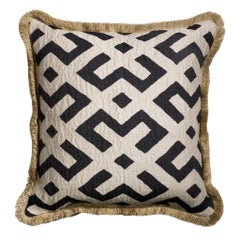 Nairobi Sable African Ethnic Inspired Geometric Black and Beige Pillow/Cushion