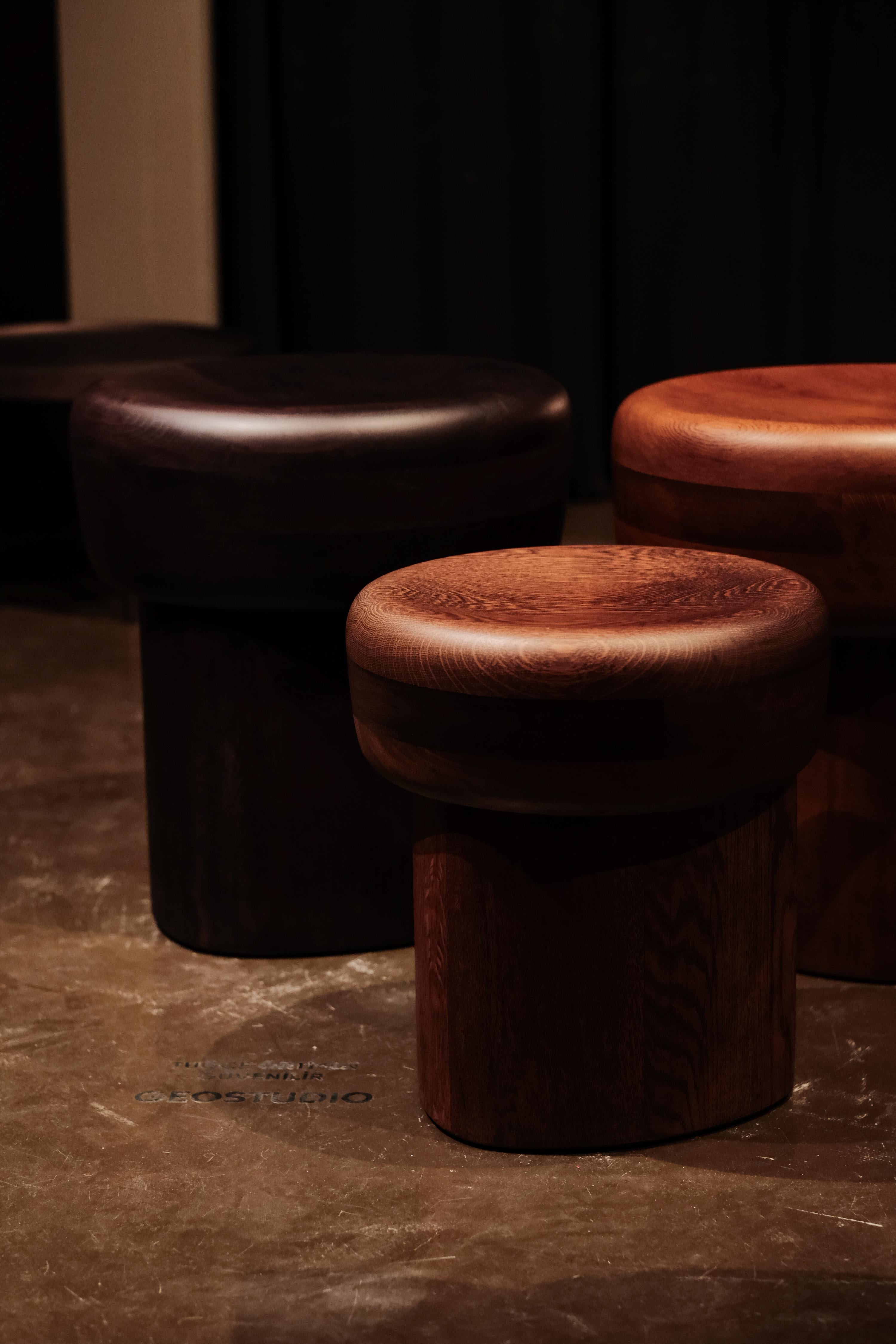 Modern Nairobi Stool - Size L, Solid Wood Craftsmanship with Bold, Sculptural Design For Sale