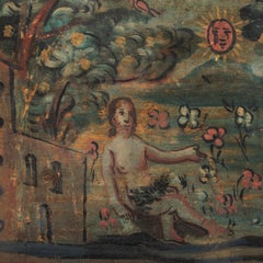 Peinture naïve du XVIIIe siècle représentant la chute de l'homme