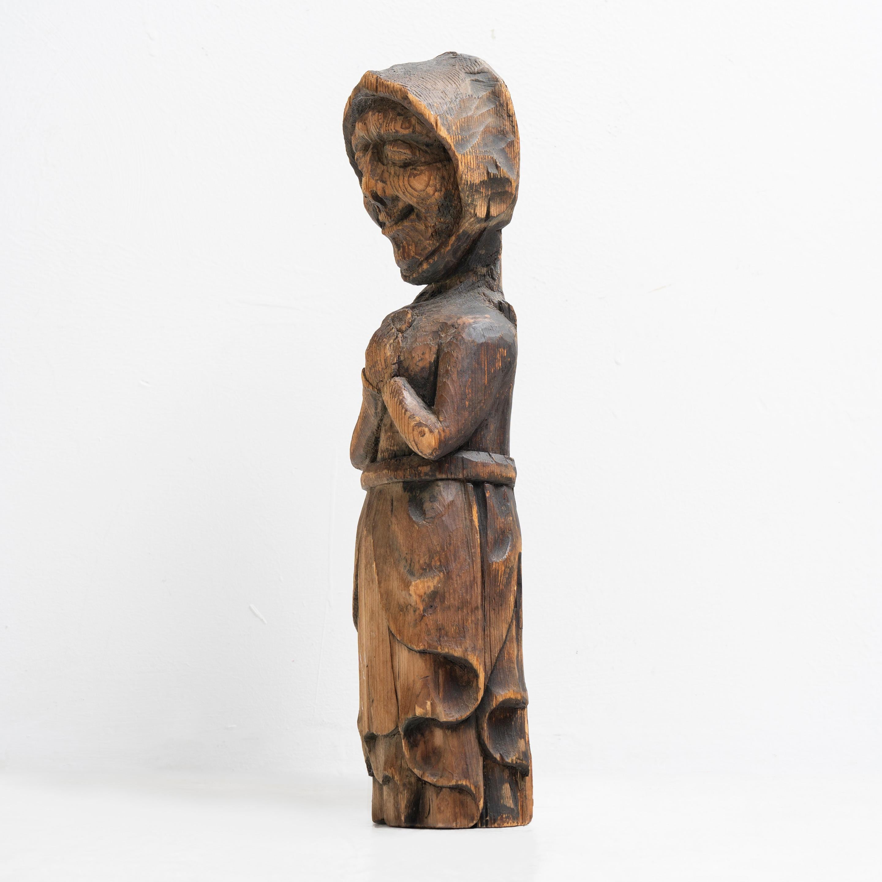 Hand-Carved Naive 19th Century Caryatid For Sale
