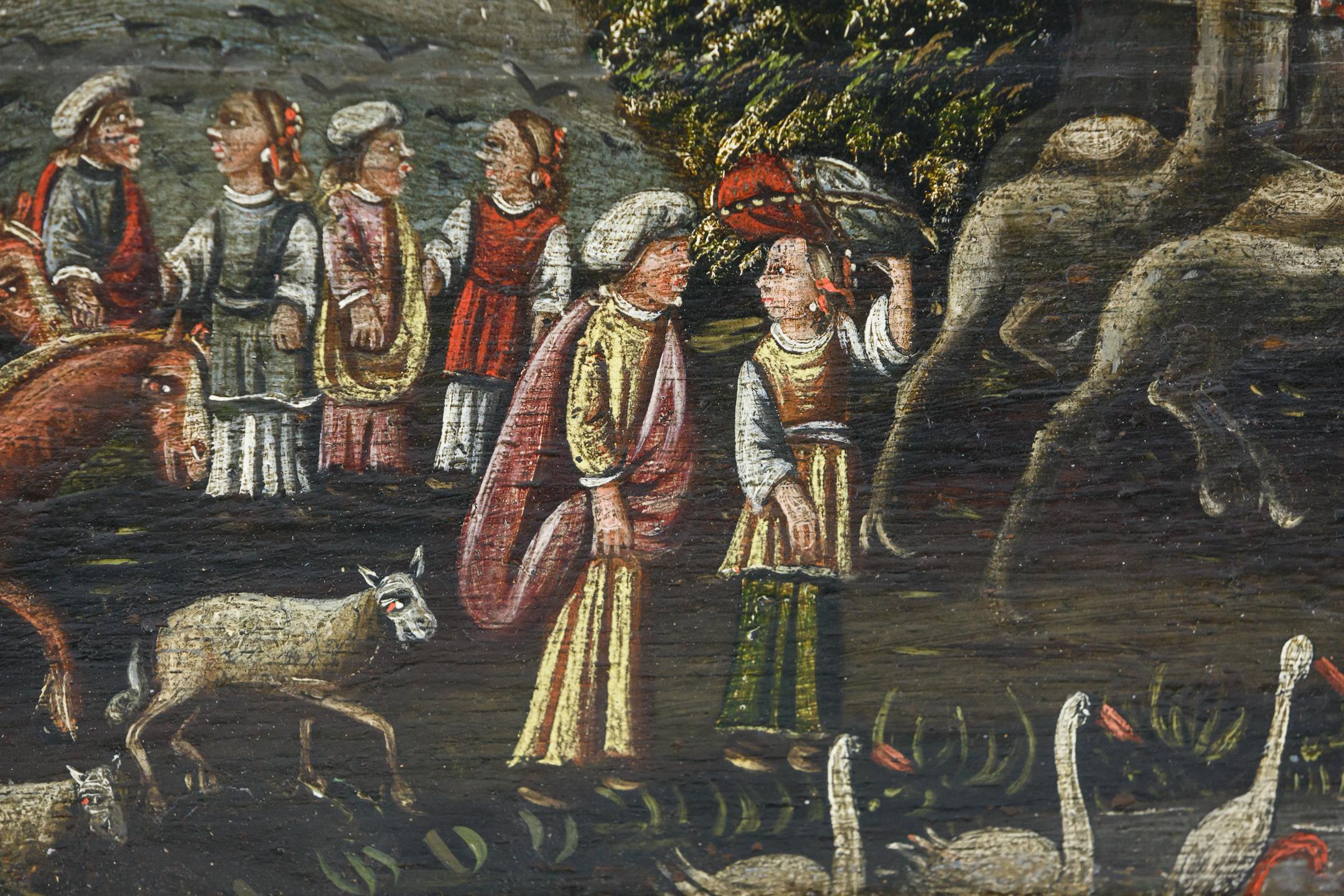 Naïve 19th Century Oil on Panel of Noahs Ark For Sale 5