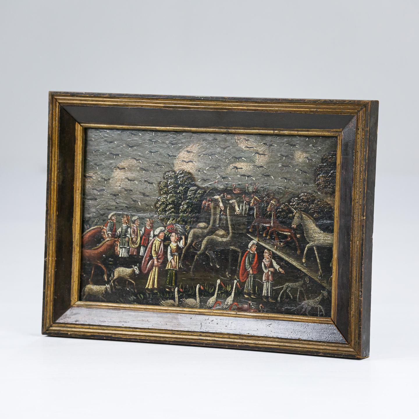 Naïve 19th Century Oil on Panel of Noahs Ark In Fair Condition For Sale In Pease pottage, West Sussex