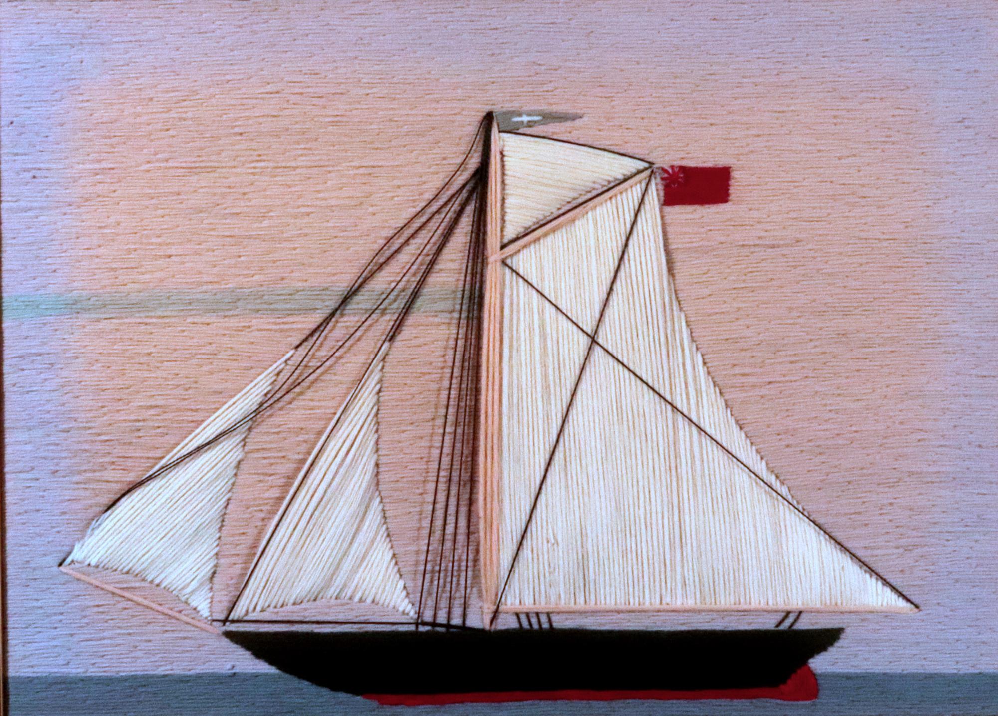Arte popolare Il lavoro di lana di un marinaio inglese ingenuo su uno sloop in vendita