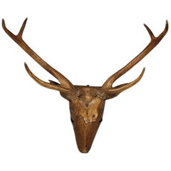 Naive Carved Deer Trophy Head