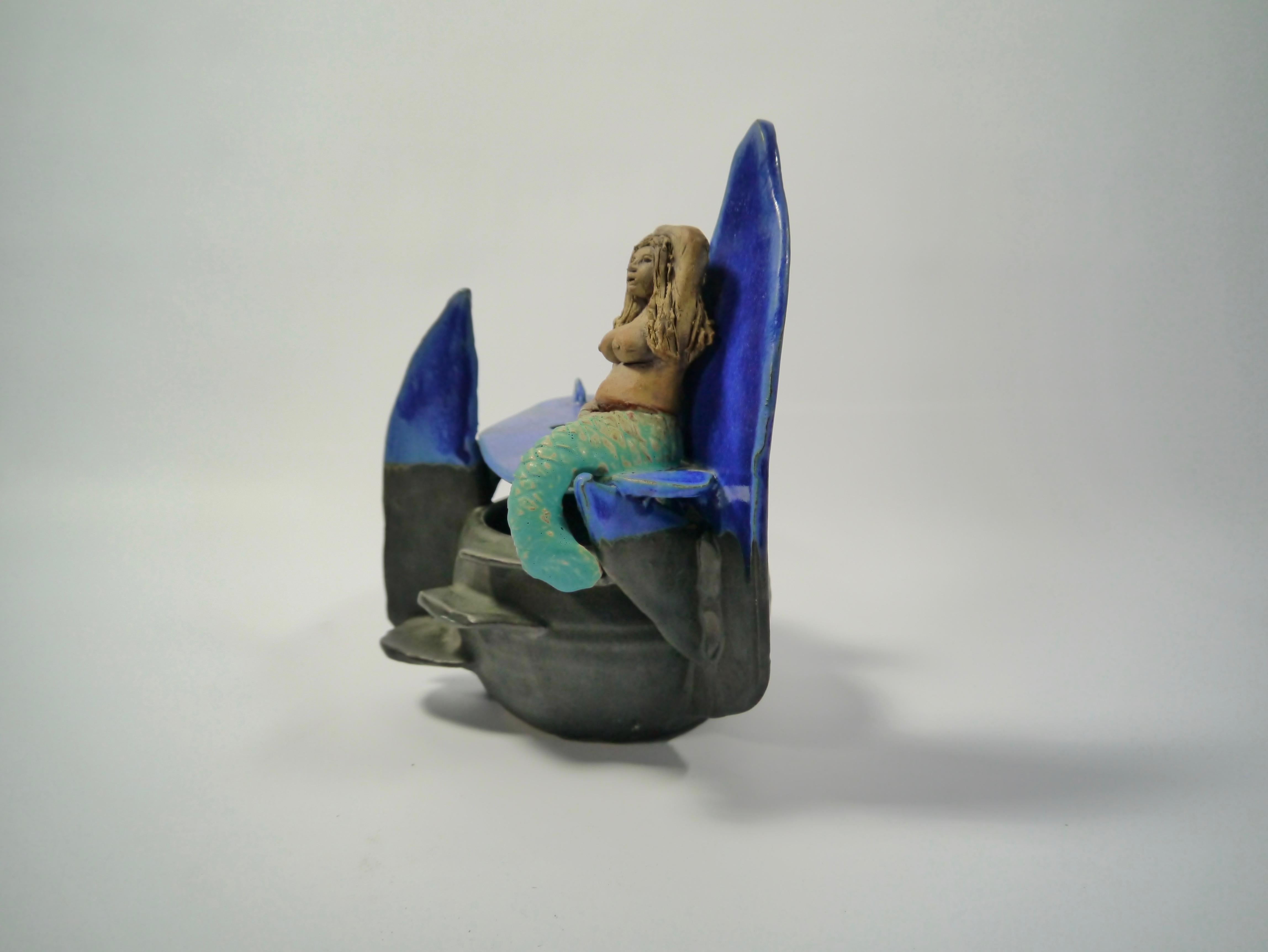 Naive Keramik-Skulptur / Vase für Meerjungfrau von Rein Follestad:: Norwegen:: 1990er Jahre (Postmoderne) im Angebot