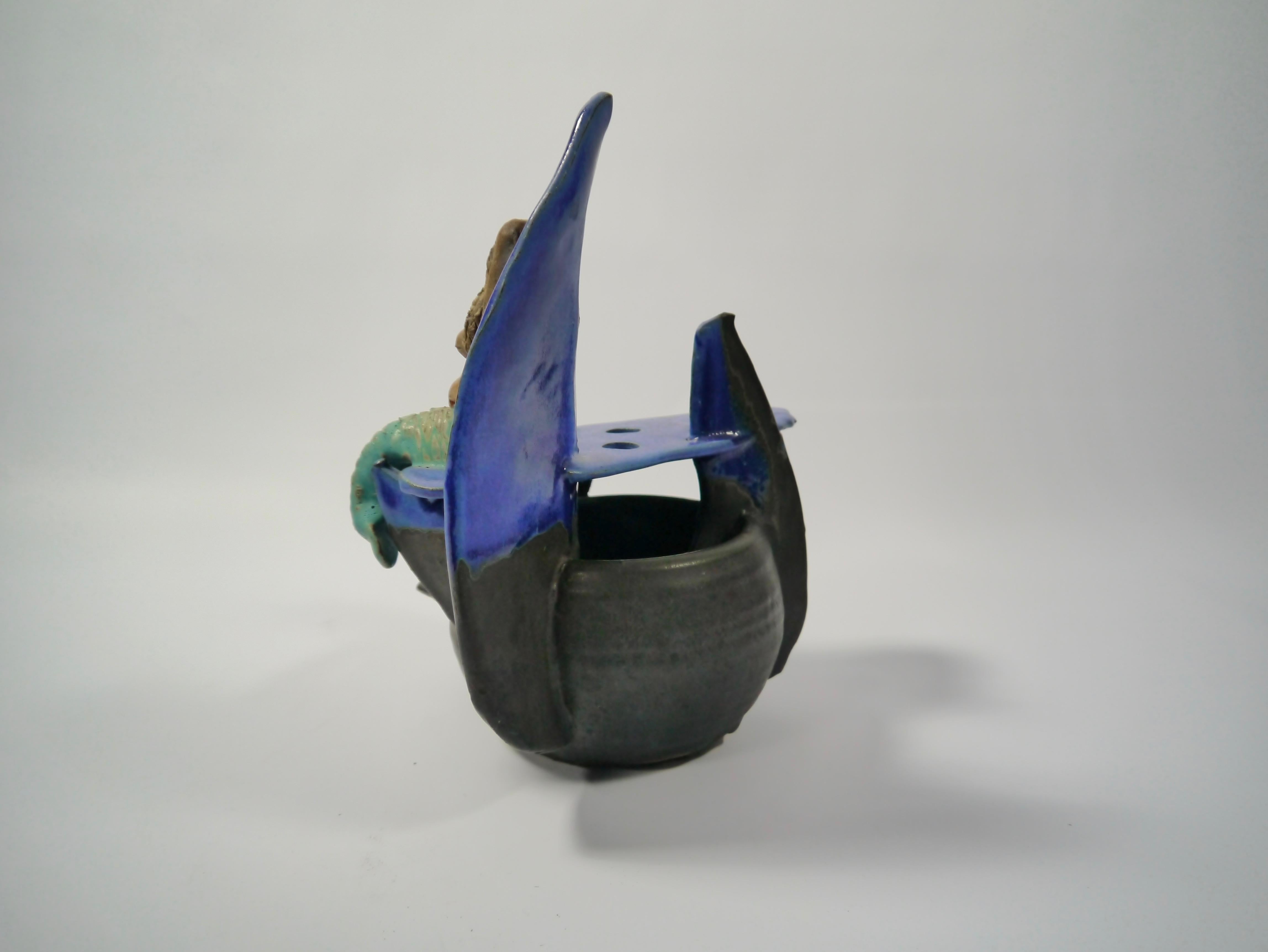 Naive Keramik-Skulptur / Vase für Meerjungfrau von Rein Follestad:: Norwegen:: 1990er Jahre (Schwedisch) im Angebot