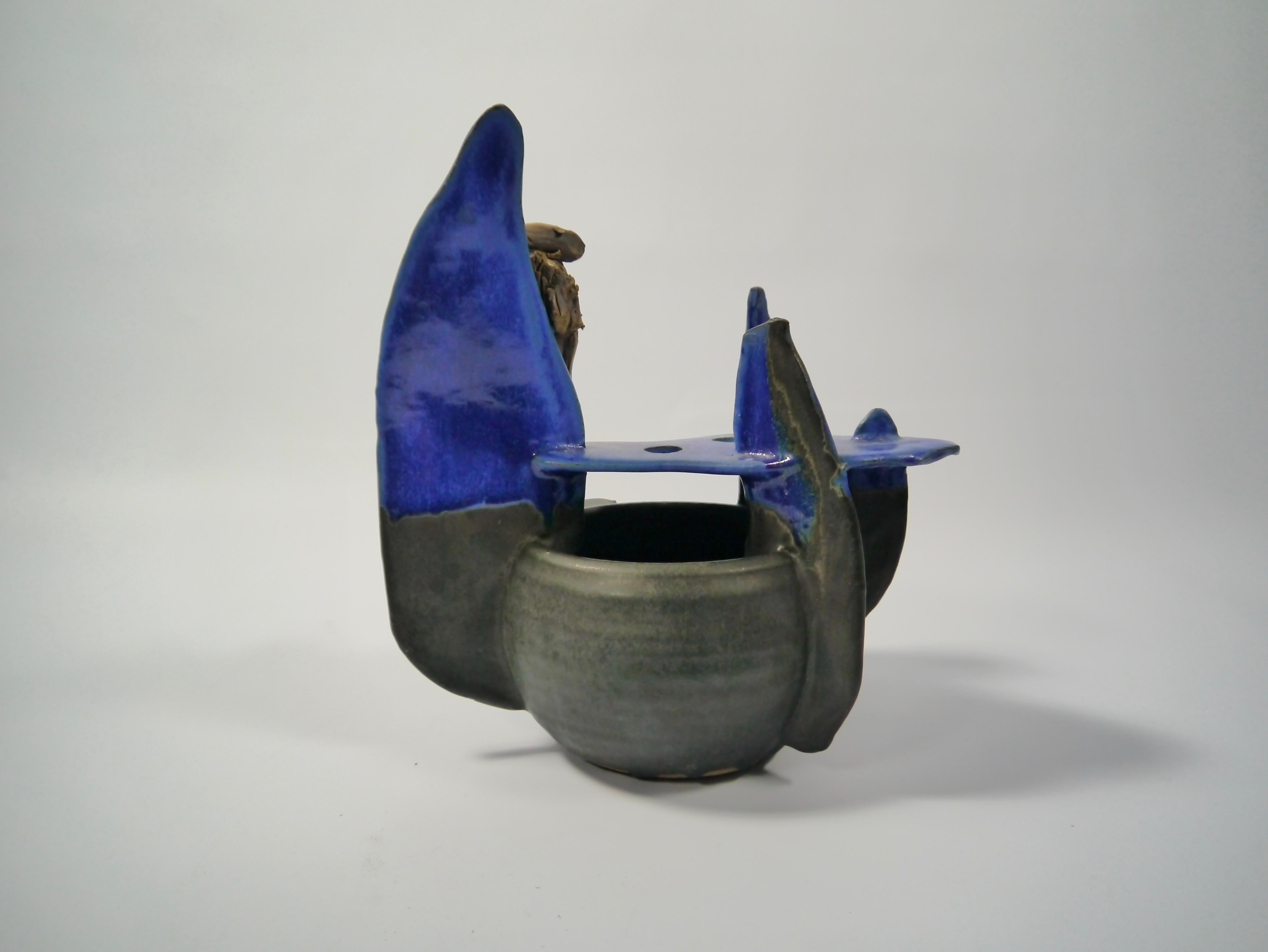 Naive Keramik-Skulptur / Vase für Meerjungfrau von Rein Follestad:: Norwegen:: 1990er Jahre (Glasiert) im Angebot