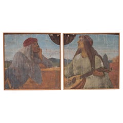 Naive decorative antiques Paintings ''Two Lovers'' Italy