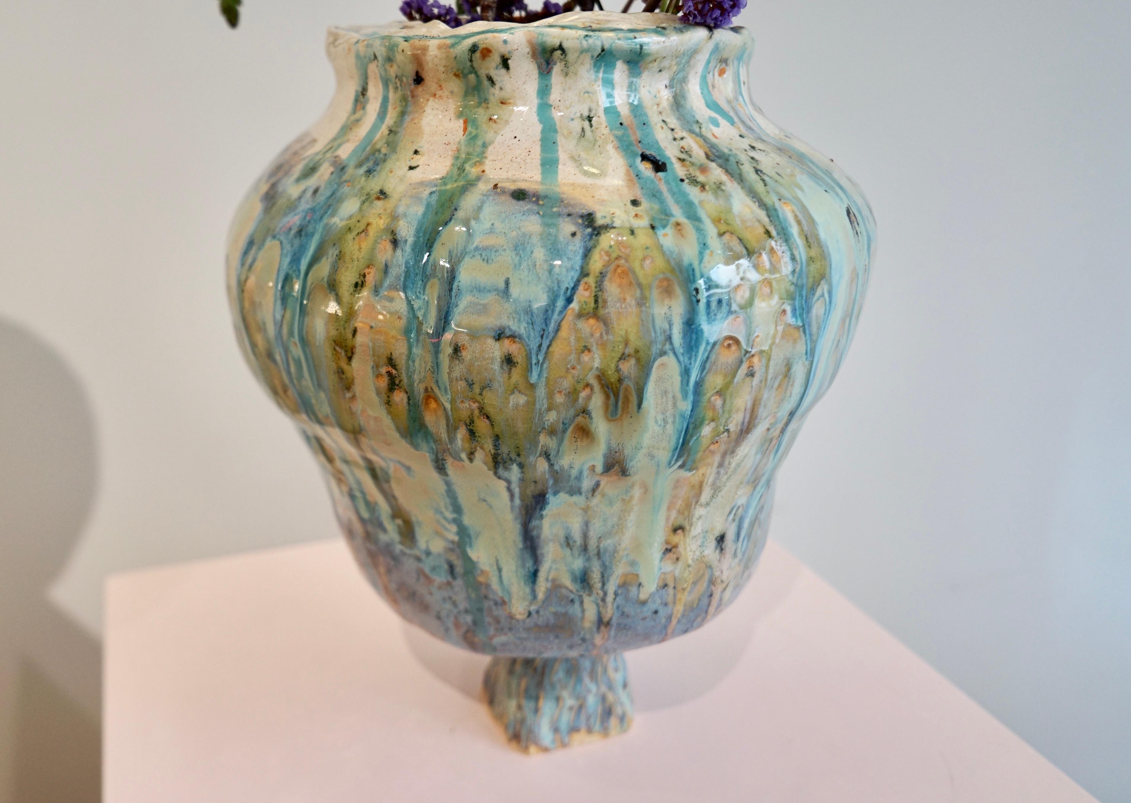 Vasija Naïve Earth n Green de gres de Hania Jneid Moderno en venta