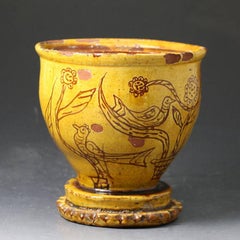 Naive Earthenware Sgraffito Decorated Pot