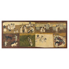 Antique Naive Ethiopian Genre Painting, 1970s