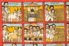 Naive Ethiopian Painting Circle of Life 'Scene of the Year', 1970s