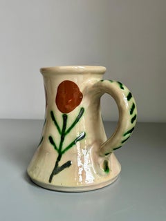 Vase pichet floral naïf, vers 1950