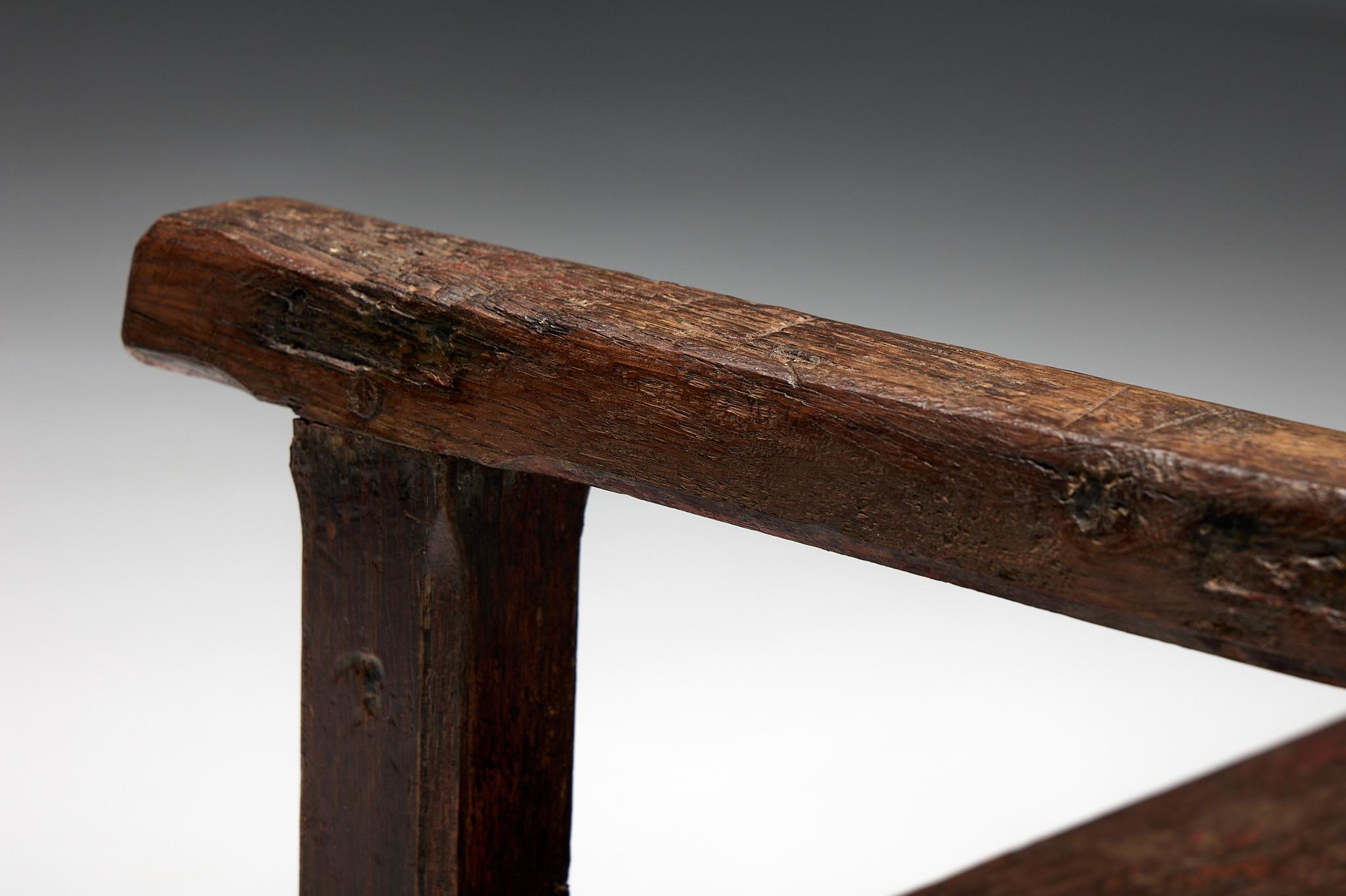 Naive Folk Art Bench, France, 19th Century For Sale 4