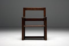 Rustic 19th Century Folk Art Bench, Handcrafted Dark Wood, France