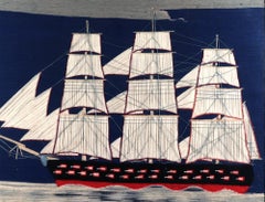 Naive Folky British Sailor's Woolwork Ship Woolie