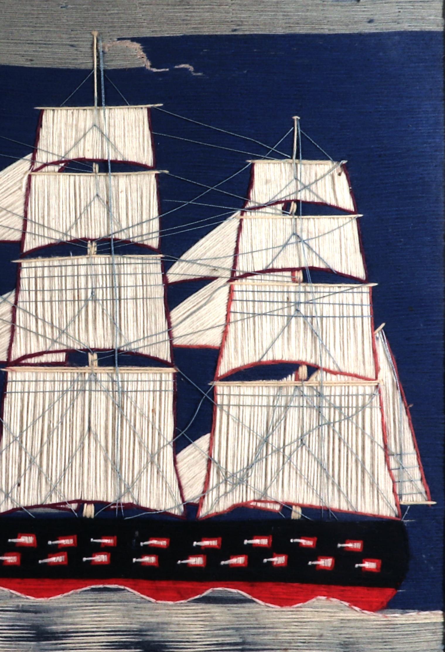 Folk Art Naive Folky British Sailor's Woolwork Ship Woolie