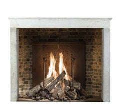 Naive French Country Limestone Fireplace Surround