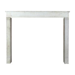 Naive French Country Limestone Fireplace Surround
