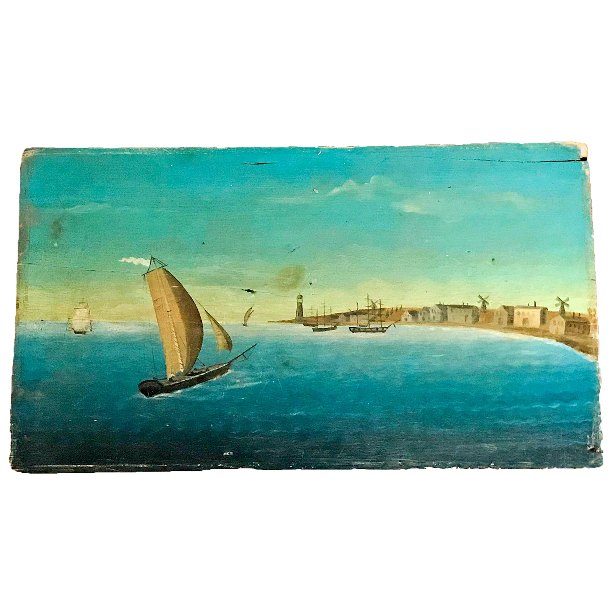 Naïve Harbor Scene Painting