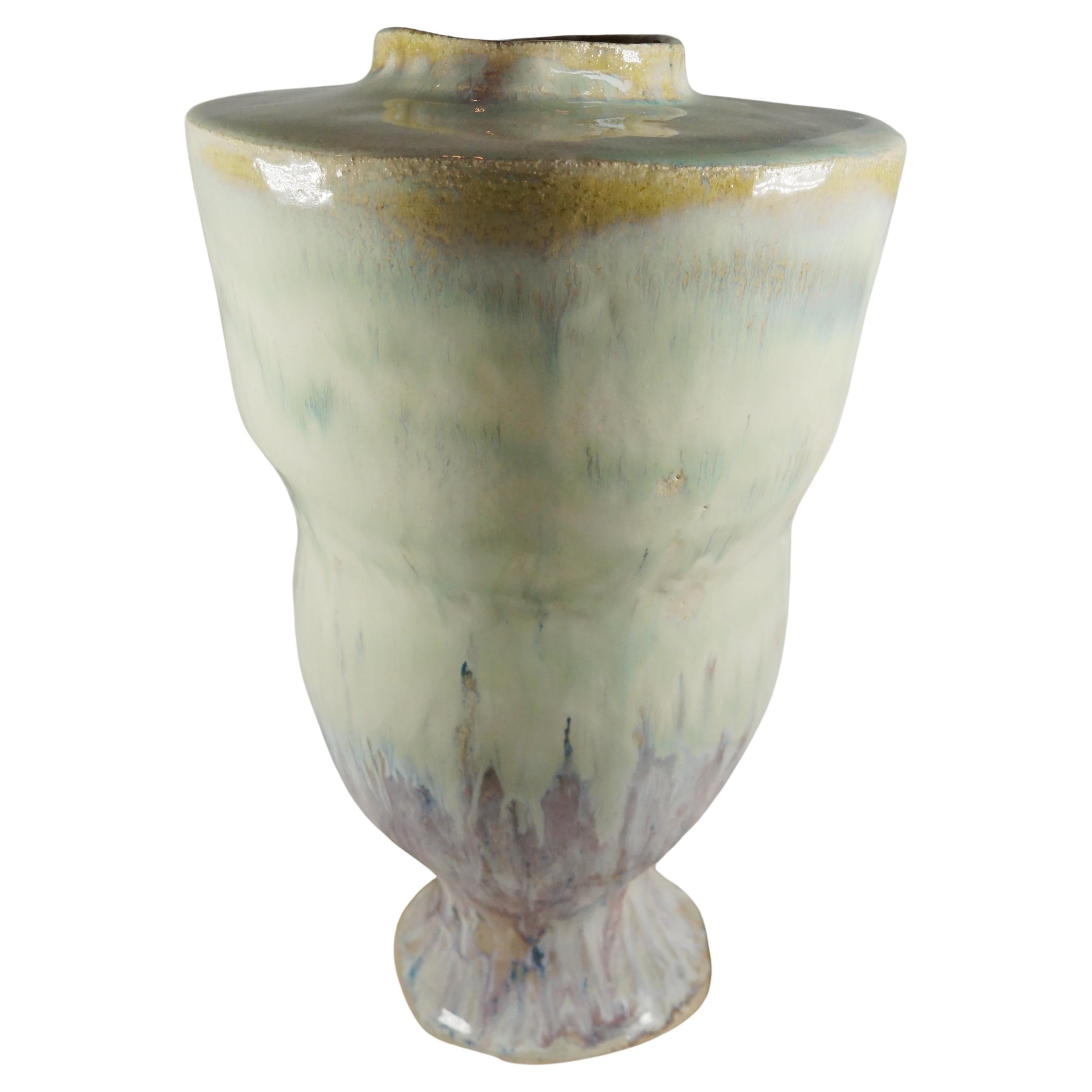Green and Violet Spanish Inspired Stoneware Vessel by Hania Jneid