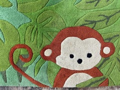 Naive Jungle Animals Green Wool Rug For Children Room