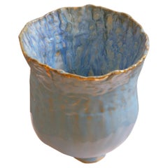 Naive Style Baby Blue Stoneware Vessel  by artist - designer Hania Jneid