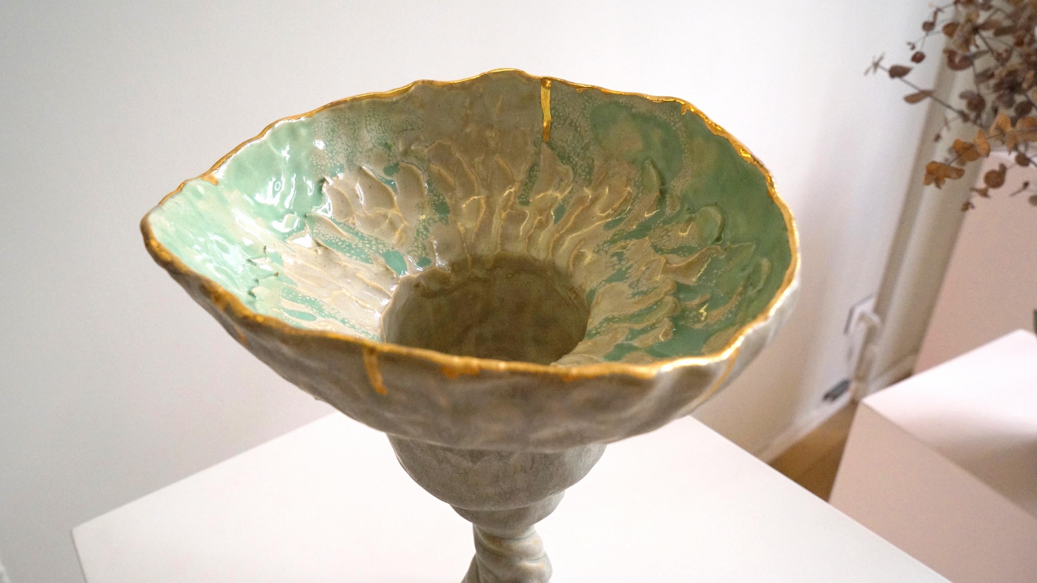 Gres Verde Menta Naive Unico  Vessel di Hania Jneid in vendita 2