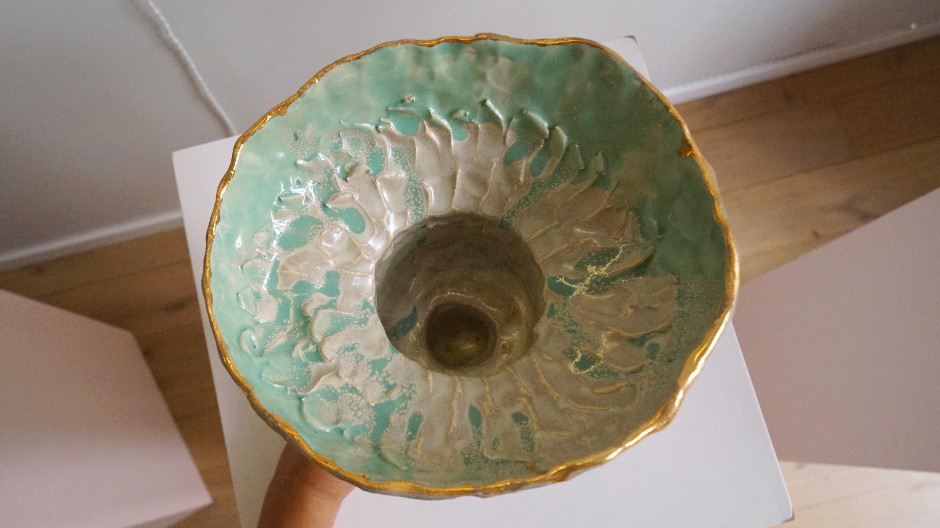 XXI secolo e contemporaneo Gres Verde Menta Naive Unico  Vessel di Hania Jneid in vendita