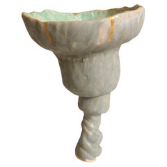 Mint Green Naive Stoneware Unique  Vessel by Hania Jneid