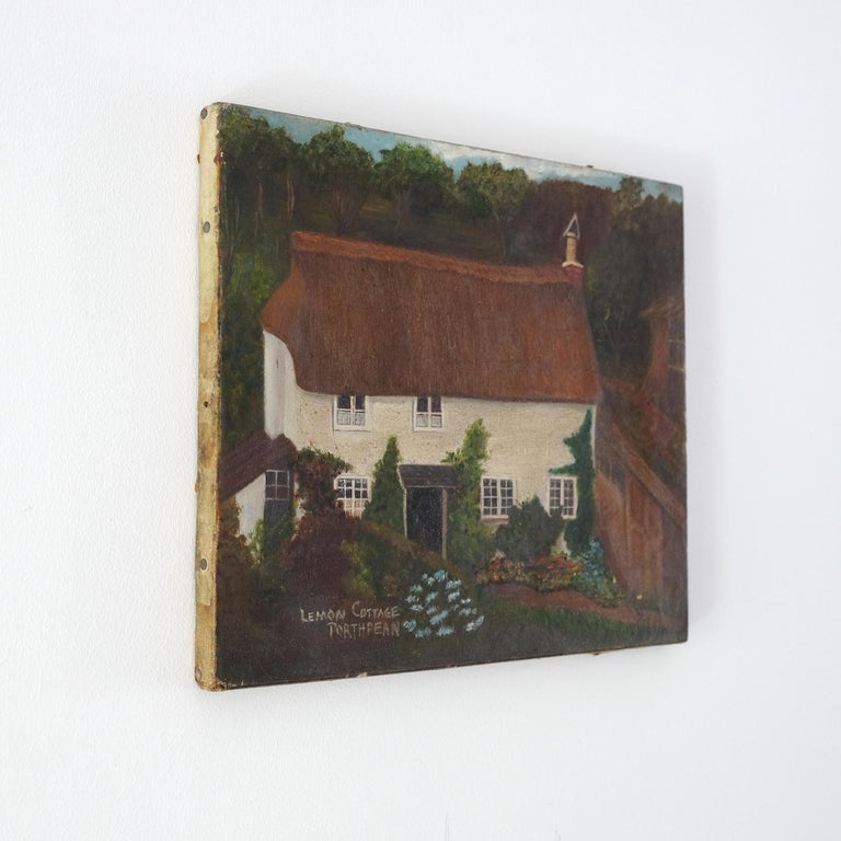 Naive Oil Painting Canvas, English Primitive School Country Cottage ...