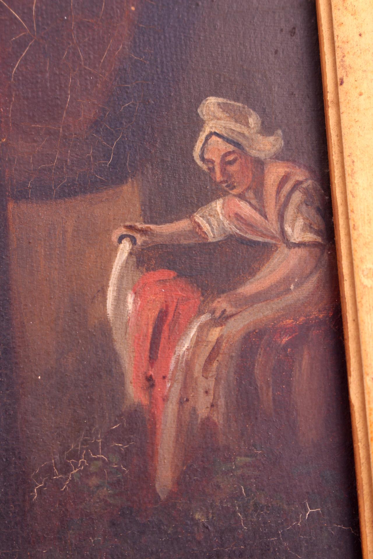 Naive Oil Painting Fairytale French 19th Century Unsigned Artist Marie Pol In Good Condition In Labrit, Landes