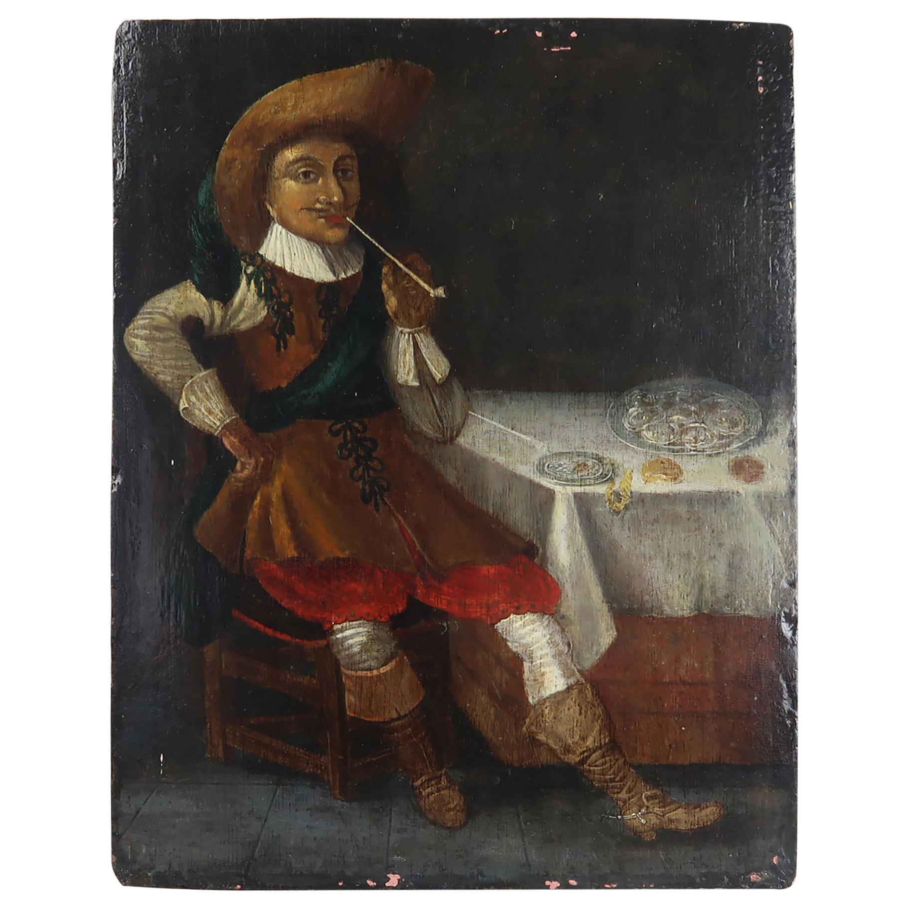 Naive Oil Painting of a Dutch Gentleman, 19th Century