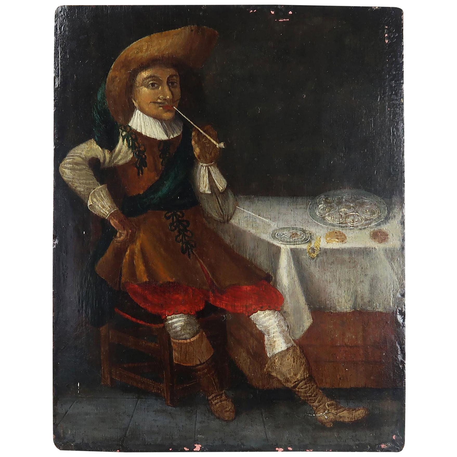 Naive Oil Painting of a Dutch Gentleman, 19th Century
