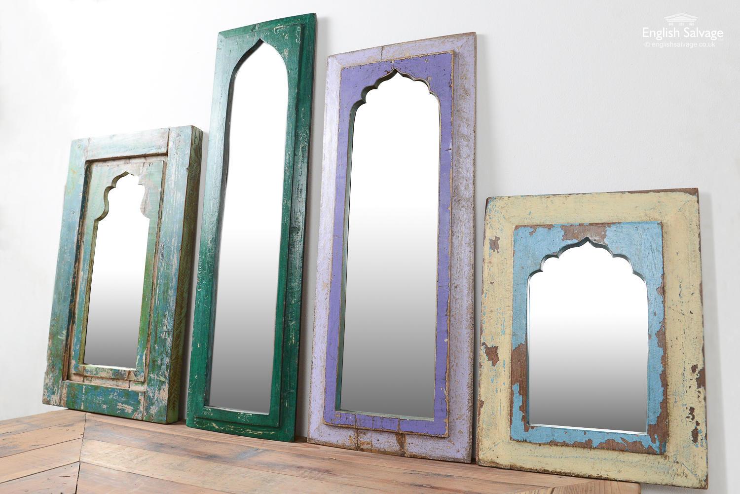 Naïve Painted Wooden Mirrors from India, 20th Century In Good Condition For Sale In London, GB