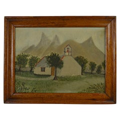 Naive Painting of a Church in an Alpine Landscape, Late 19th Century