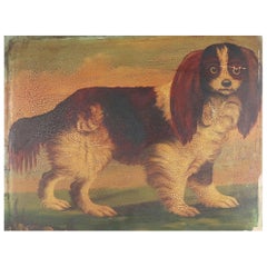 Naive Painting of a King Charles Spaniel, 19th Century