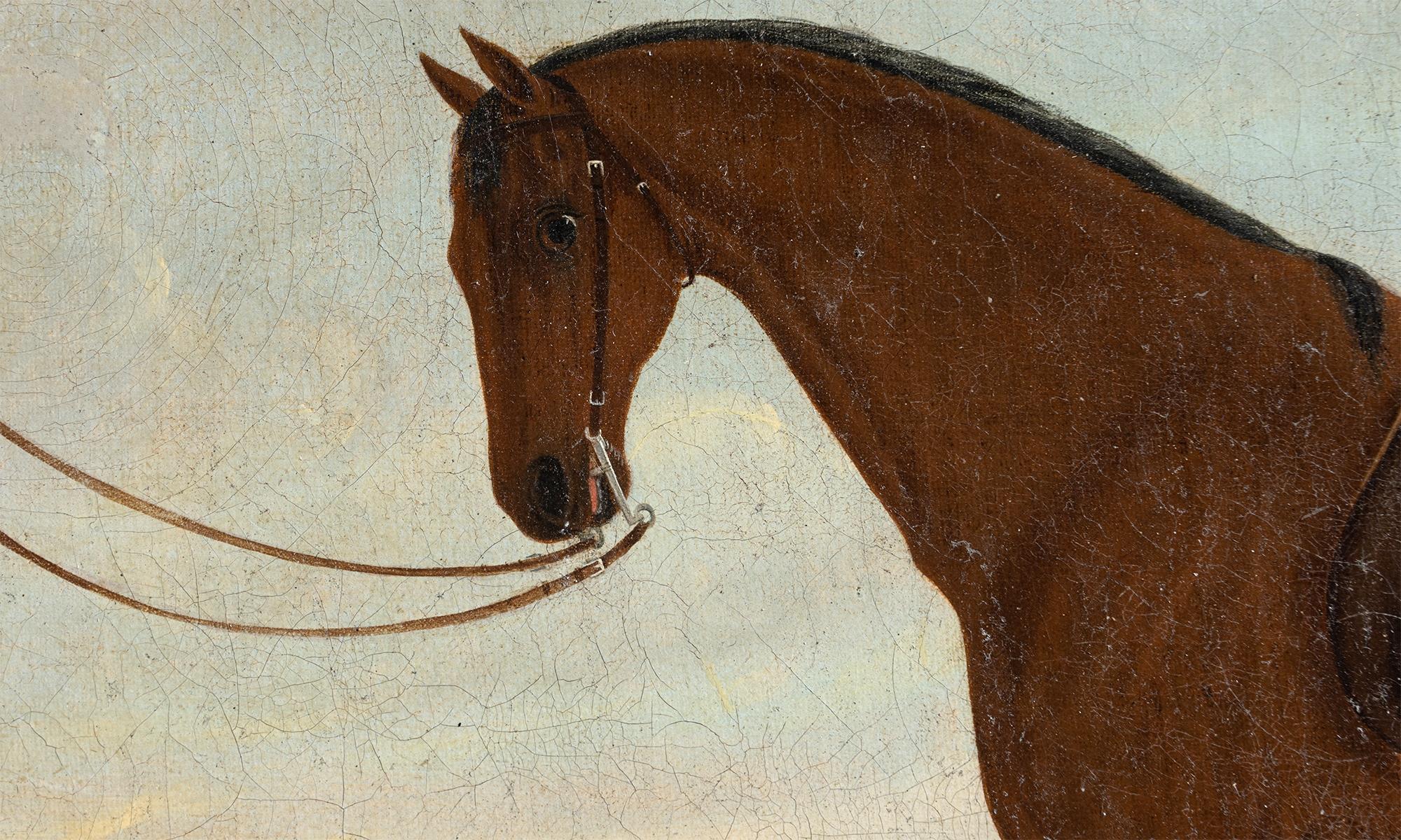 Naive Portrait of a Saddled Bay Horse, England circa 1790 In Good Condition In Culver City, CA